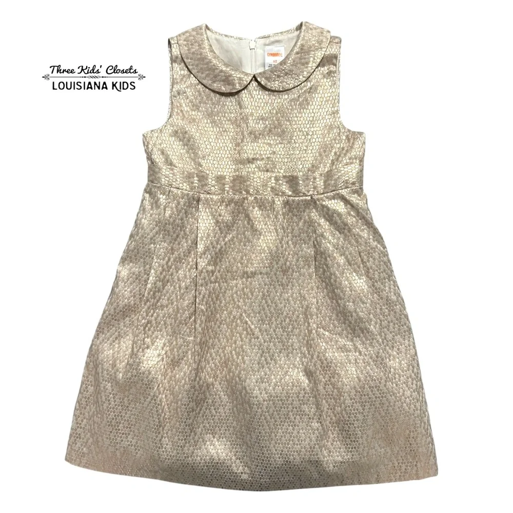 Gymboree 5T Champagne Gold Metallic Special Occasion Dress